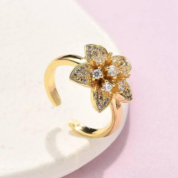 Brass Micro Pave Clear Cubic Zirconia Finger Rings