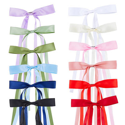 24Pcs 12 Colors Polyester Ribbon Bowknot Alligator Hair Clips