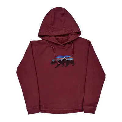 Patagonia Graphic Hoodie - Medium Burgundy Cotton Blend