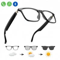 Smart Bluetooth glasses with auto-tinting lenses, polarized, blue light blocking, open earphones and hands-free calling Wirel...