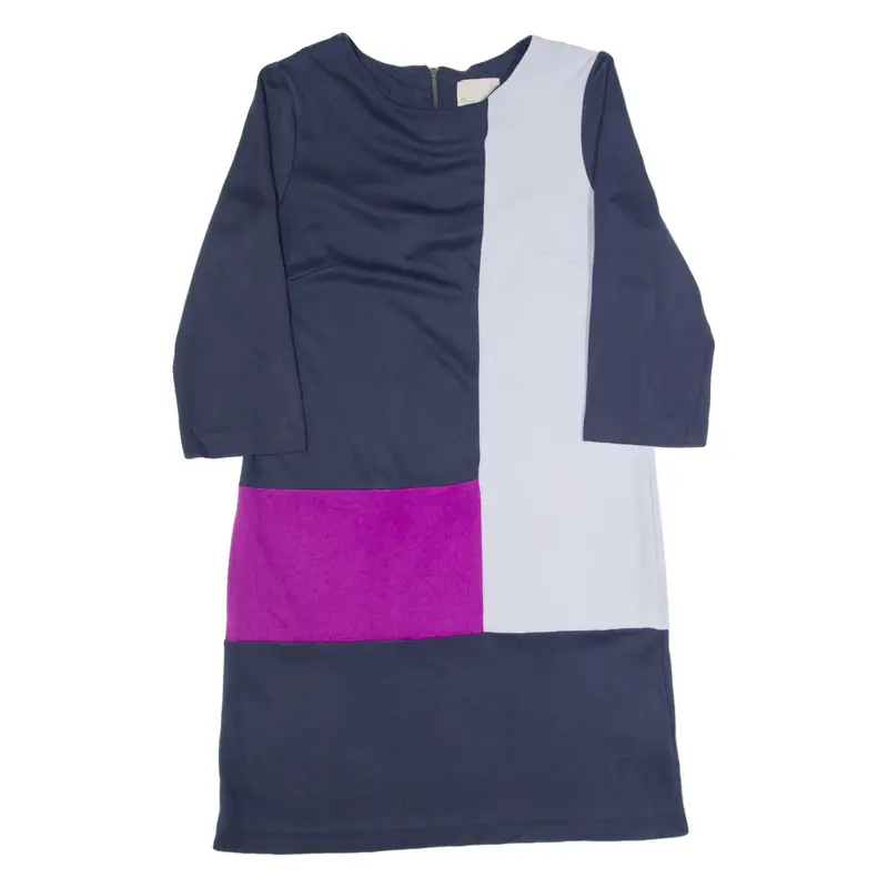 PHASE EIGHT Womens Shift Dress Blue Colourblock Long Sleeve Knee Length UK 12