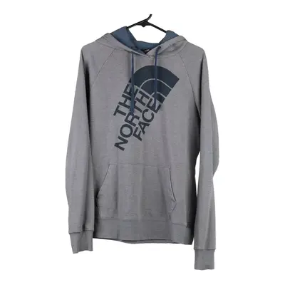 The North Face Spellout Hoodie - Large Grey Cotton Blend