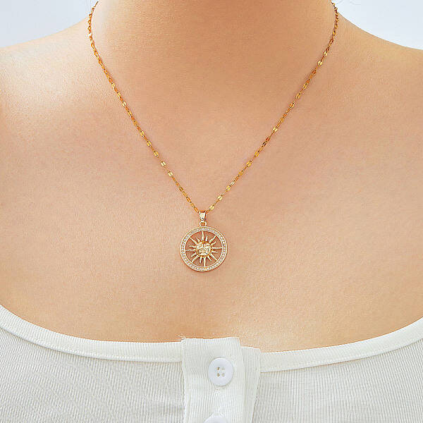 Elegant and Stylish Sun Brass Cubic Zirconia Pendant Necklaces for Women