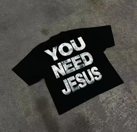 Vintage You Need Jesus Graphic Cotton Short Sleeve T-Shirt, Christian Clothing Menswear Top Black Casual