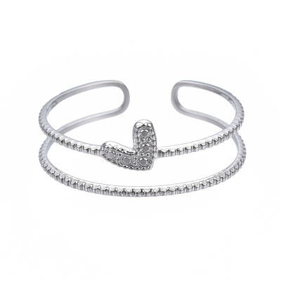 Non-Tarnish 304 Stainless Steel Heart Wrap Open Cuff Ring