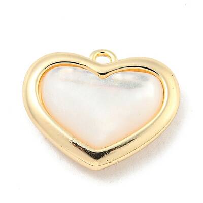 Brass Pave Shell Heart Charms