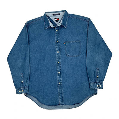 Tommy Jeans Denim Shirt - XL Blue Cotton
