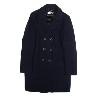 WHISTLES Womens Overcoat Jacket Blue Wool M