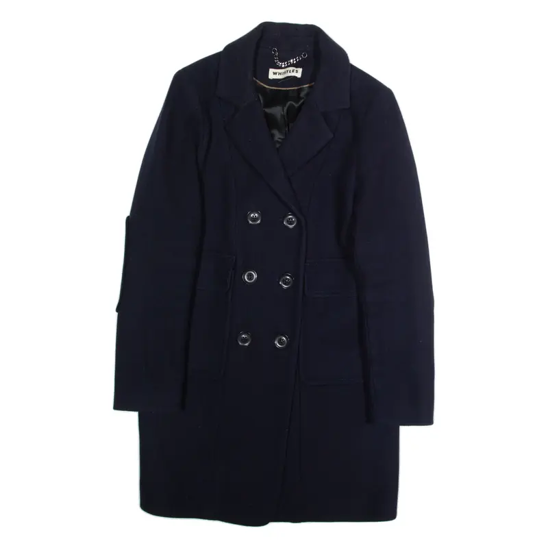 WHISTLES Womens Overcoat Jacket Blue Wool M