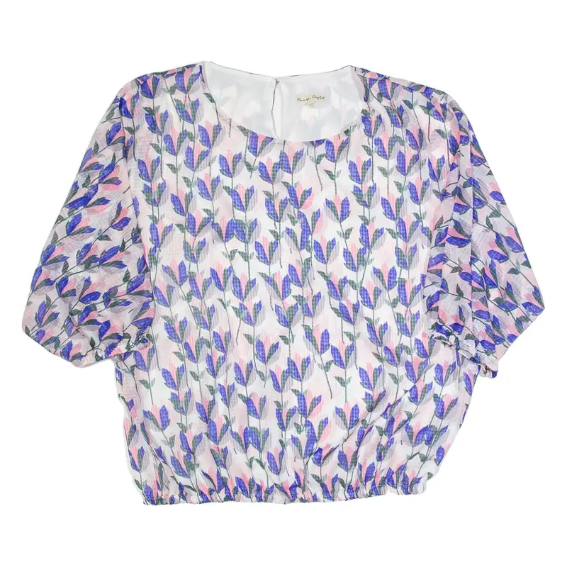 PHASE EIGHT Womens Printed Blouse Cream 3/4 Sleeve Floral UK 14
