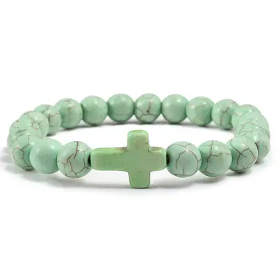 Blue Turquoise Cross Bracelet | Color: Apple green | Size: 21cm
