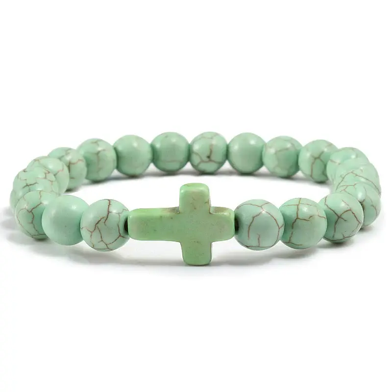 Blue Turquoise Cross Bracelet | Color: Apple green | Size: 21cm