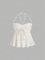 Women's Plain Halter Neck Top, Casual Elegant Classy Sleeveless Top for Summer, Cute Fashion Women's Top for Daily Wear, Mini...