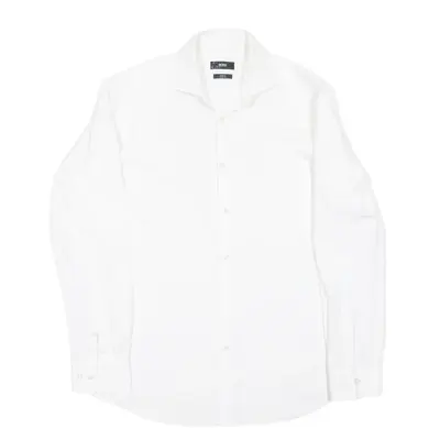 HUGO BOSS Slim Fit Plain Shirt White Long Sleeve Mens M