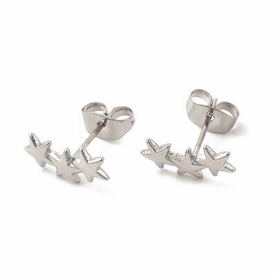 Non-Tarnish 304 Stainless Steel Star Stud Earrings for Women