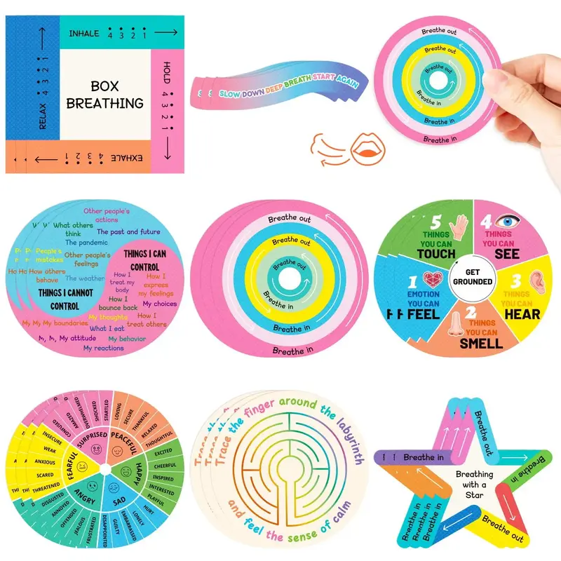 Textured Anxiety Sensory Stickers, Colorful Reusable Mindfulness Stickers, Vibrant Colors Relaxation Stickers, Anti Stress Ta...