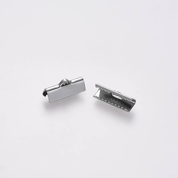 Non-Tarnish 304 Stainless Steel Ribbon Crimp Ends