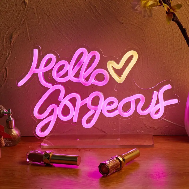 Hello Gogeous Letter Letter Design Neon Sign, USB Powered Creative LED Neon Light, Atmosphere Neon Sign For Home & Party Deco...