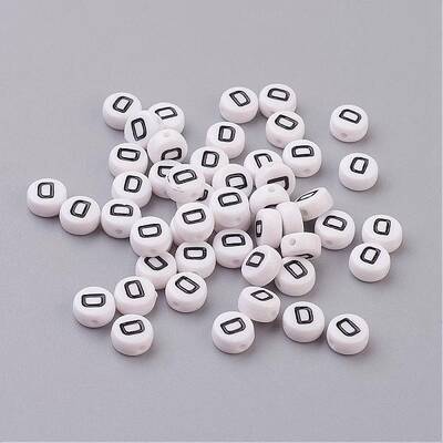 Flat Round with Letter D Acrylic Beads