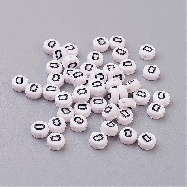 Flat Round with Letter D Acrylic Beads