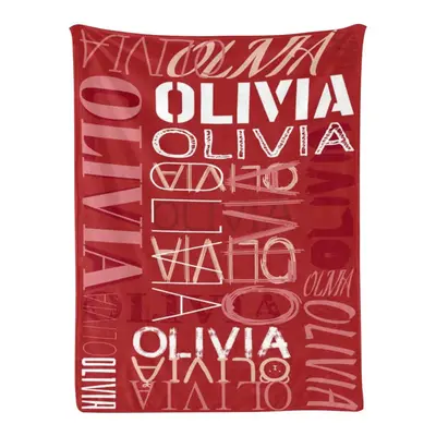 Personalized Dark Red Throw Blanket With Name Gift - Aperturee