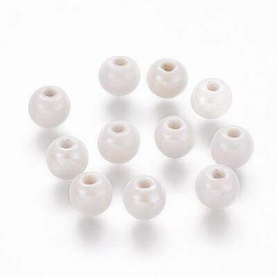 Pearlized Handmade Porcelain Round Beads