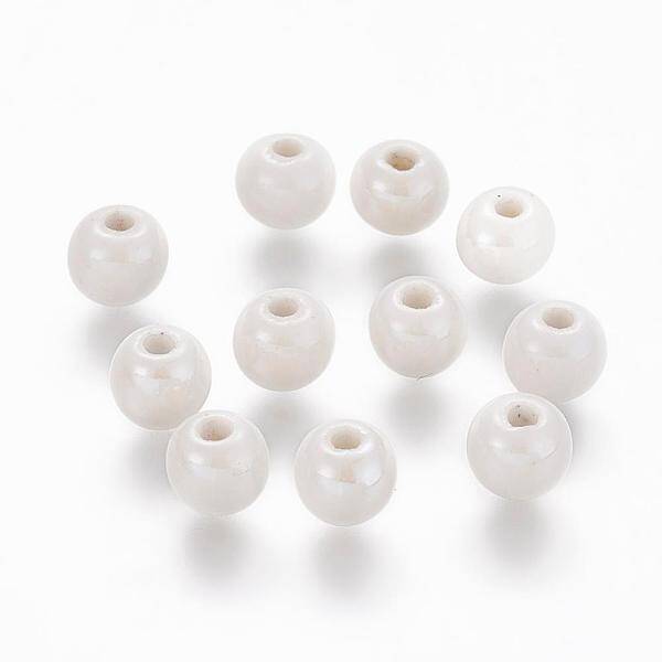 Pearlized Handmade Porcelain Round Beads