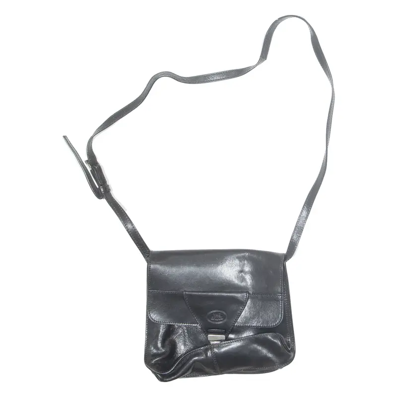 Womens Shoulder Bag Black Leather 90s