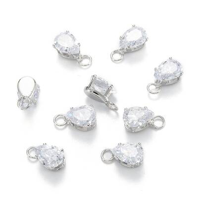 Brass Clear Cubic Zirconia Charms