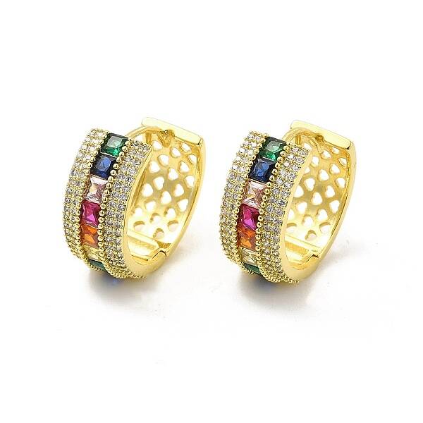 Cubic Zirconia Square Hoop Earrings