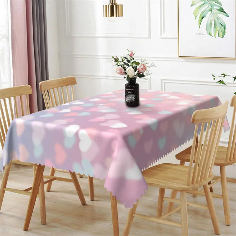 Dreamlike Little Heart Pink Rectangle Tablecloth - Aperturee