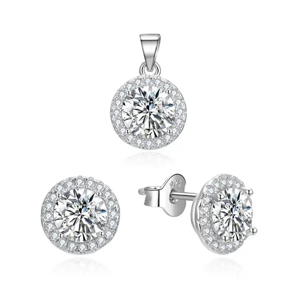 Beneto AGSET360 Sparkling Zirconia Jewelry Set (Pendant, Earrings)