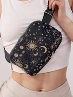 Cute Fashionable Star & Sun Pattern Fanny Pack, Waterproof Waist Bag, Casual Versatile Zipper Chest Bag for Women, Crossbody ...