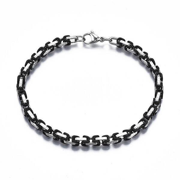 Ion Plating(IP) Two Tone 201 Stainless Steel Byzantine Chain Bracelets