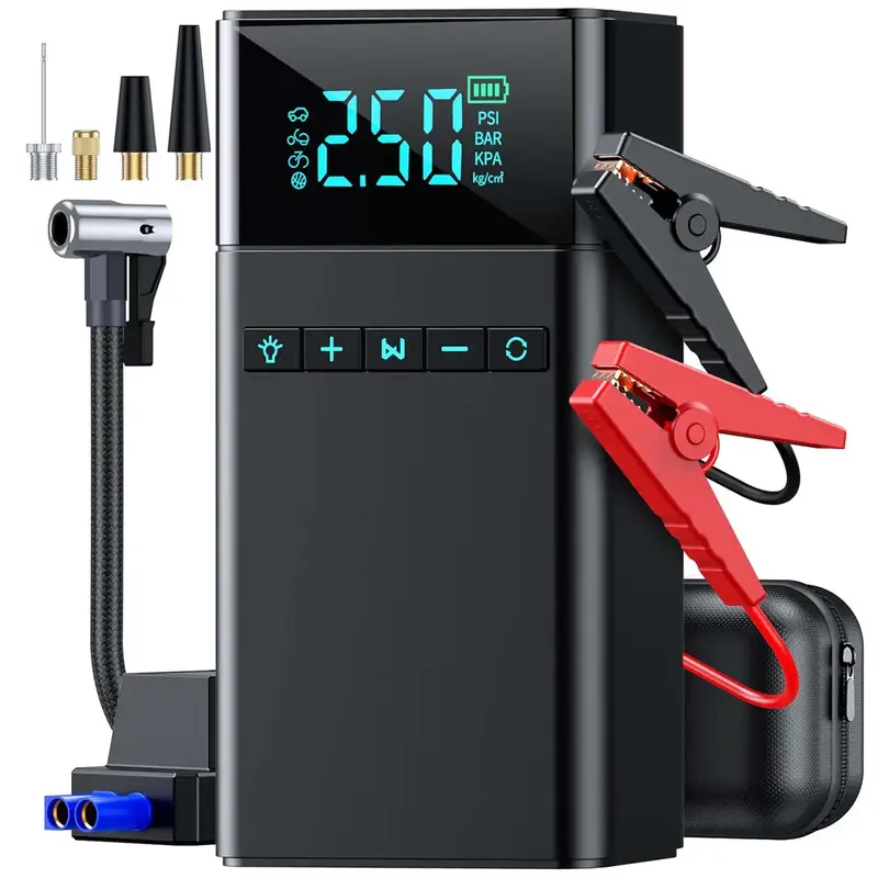 [5IN1 Portable Car Jump Starter & Air Compressor]150PSI, 6000A, Car Jump Box Car Battery Jumper Starter(9.0L Gas/6.5L Diesel)...