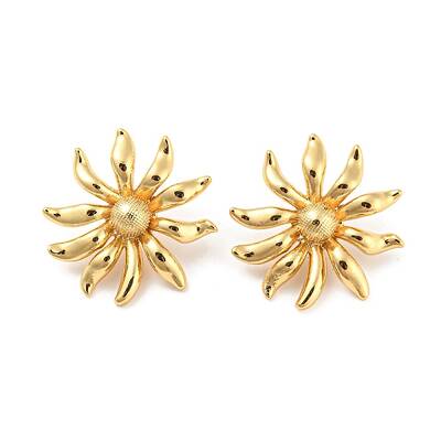 Rack Plating Brass Flower Stud Earrings for Women