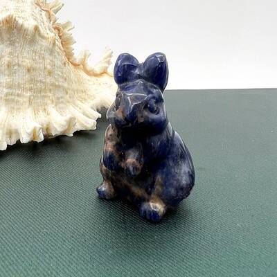 Natural Sodalite Carved Healing Rabbit Figurines