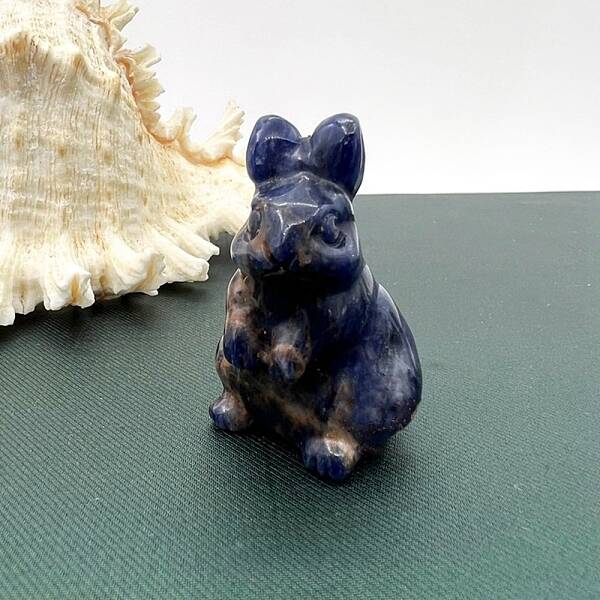 Natural Sodalite Carved Healing Rabbit Figurines
