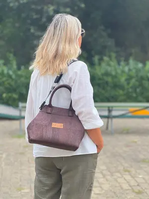 Mini Tote Handcraft Bag dark brown cork