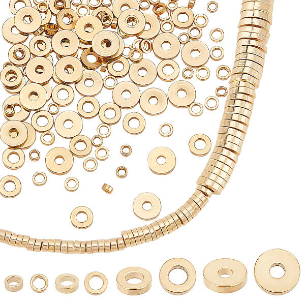 120Pcs 4 Styles Brass Spacer Beads