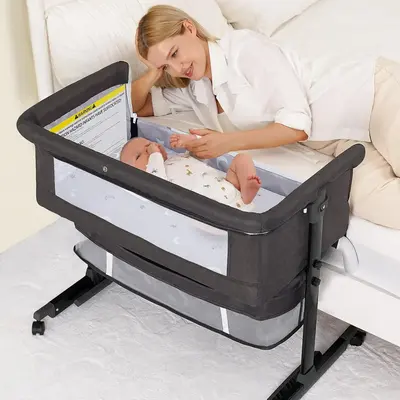 Baby Bassinet, Baby Basinet Bedside Sleeper, Easy to Fold Portable Crib Side Bassinet 2025 new Style Girl/boy bassinets