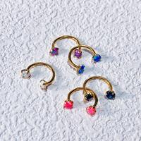 20G Opal Horseshoe Nose Hoop Internally Threaded opal Nose Ring(Holder included)