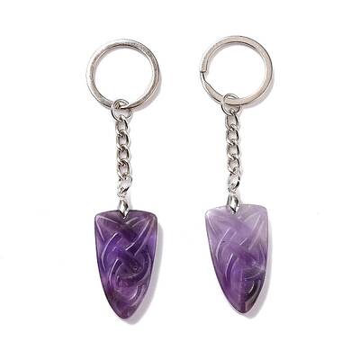 Natural Amethyst Sailor's Knot Pendant Keychain