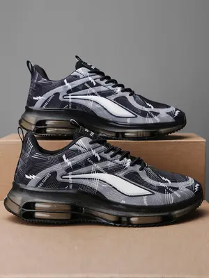 Men's Fashionable Ombre Print Lace Up Mesh Sneakers, Casual Breathable Comfortable Sports Running Shoes, Male All-match Round...