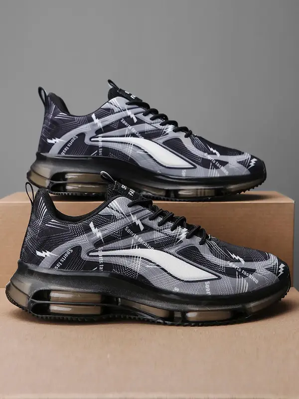 Men's Fashionable Ombre Print Lace Up Mesh Sneakers, Casual Breathable Comfortable Sports Running Shoes, Male All-match Round...