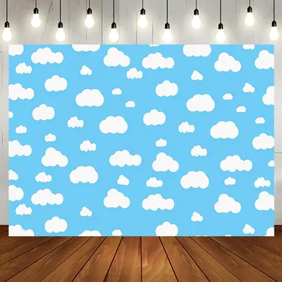 Aperturee Simple Blue Sky White Cloud Happy Birthday Backdrop | Custom Birthday Backdrops | Simple Backdrop For Birthday | Na...