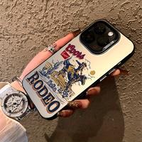 Stylish Western Culture Cowboy Rodeo Pattern Case for iPhone 16 15 14 Pro Max 13 12 11 XR XS Plus Shockproof Non Slip Militar...