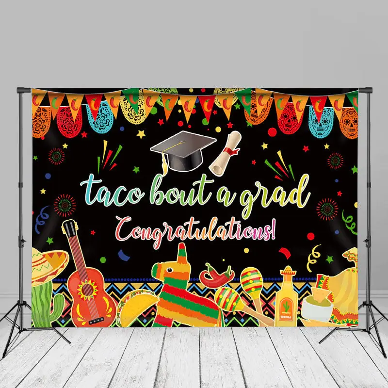 Taco Bout A Grad Music Flags Photo Booth Background - Aperturee