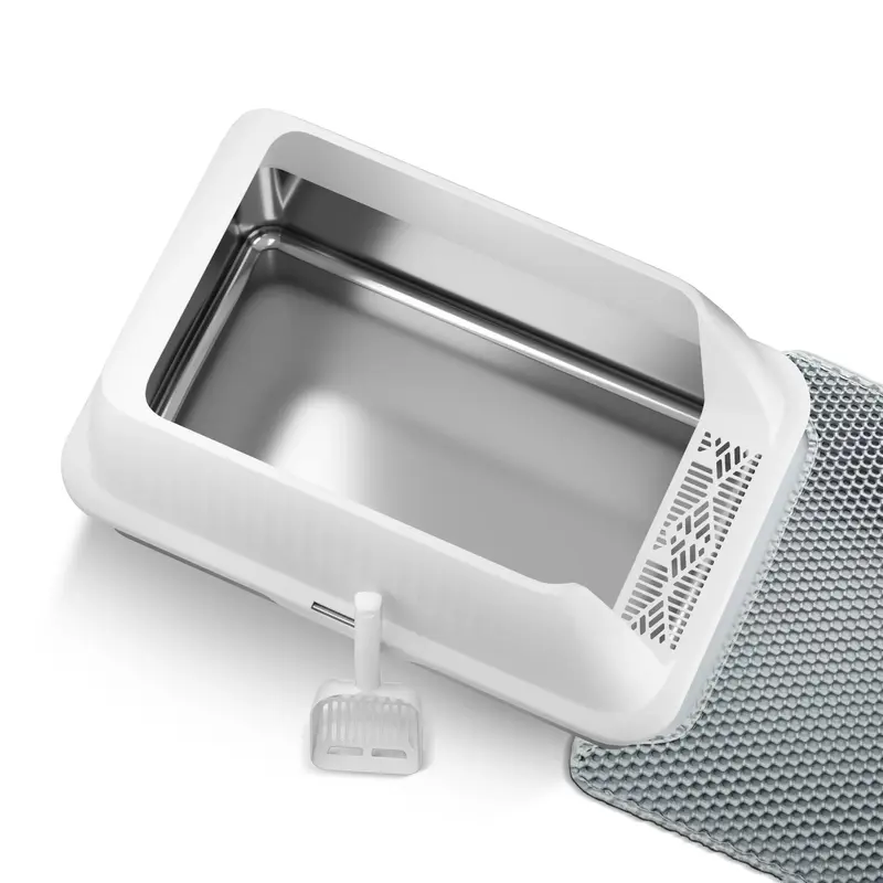 Petterm Stainless Steel Cat Litter Box, Fully Enclosed, Front Entry & Top Exit, Removable Sides, Anti-Leak, Easy to Clean, In...