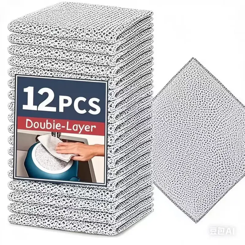 24/12 Counts Dishwashing Rags for Wet and Dry Multipurpose Stainless Steel Scrubber, Non-Scratch Heavy-Duty Dish Cleaning Clo...